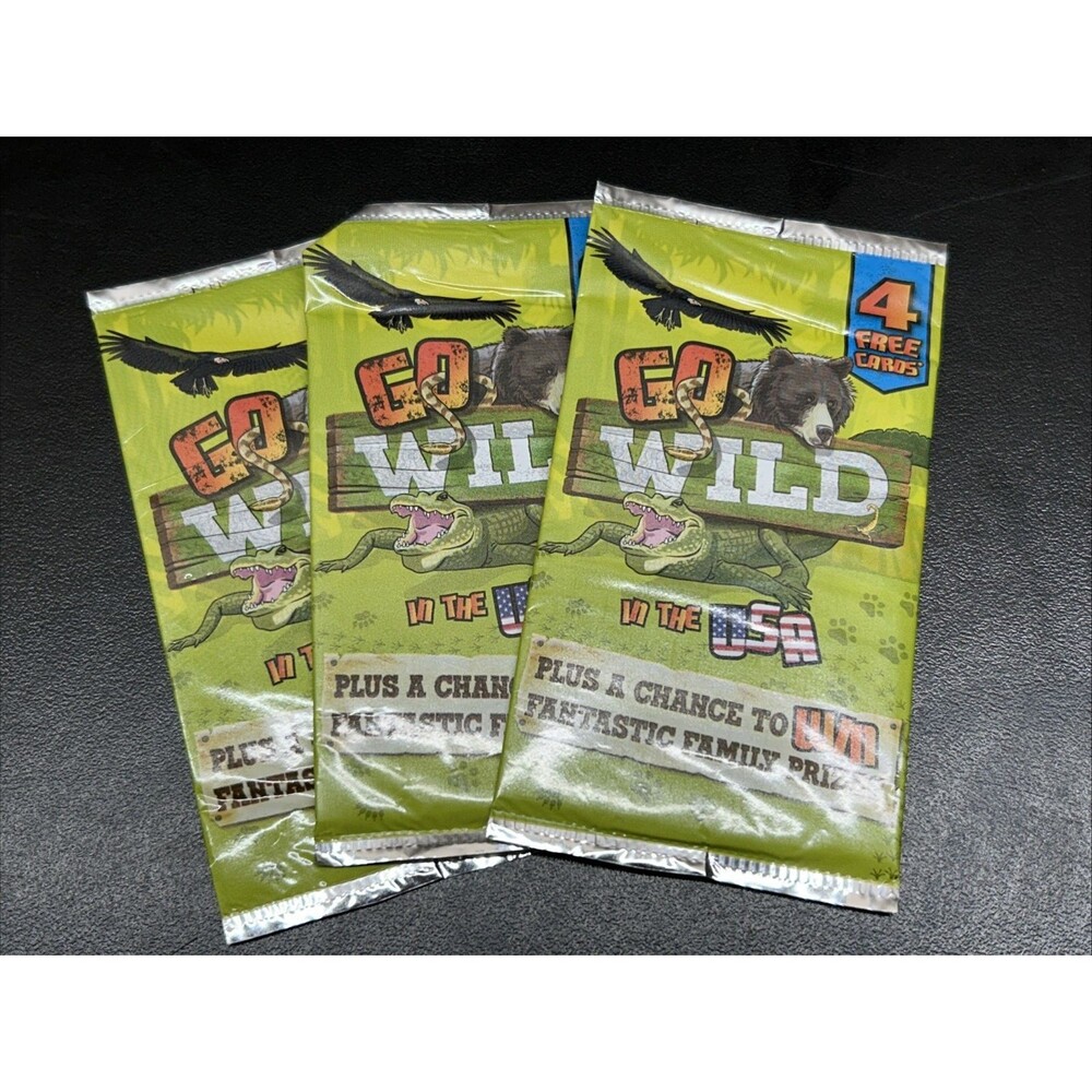 3 Packs of “GO WILD IN THE USA” TRADING CARDS -New UNOPENED